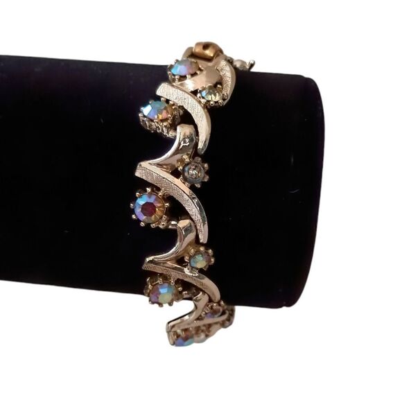 Vintage Aurora Borealis Rhinestone Bracelet Unsigned Arthur Pepper Mode Art MCM. - Picture 10 of 16